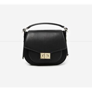 NWT The Kooples Besace Large Hobo Saddlebag Crossbody Black Leather $485